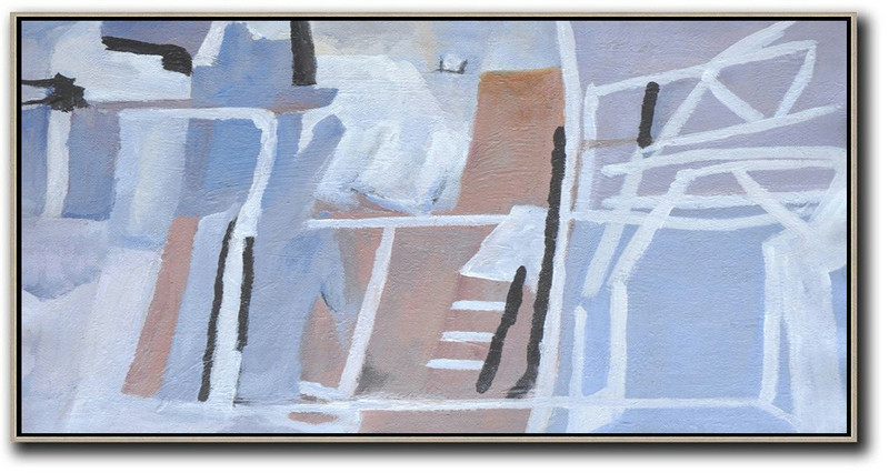 Handmade Extra Large Contemporary Painting,Hand Painted Panoramic Contemporary Art Canvas Painting,Oversized Wall Decor,Earthy Yellow,Blue.Grey,Purple.etc